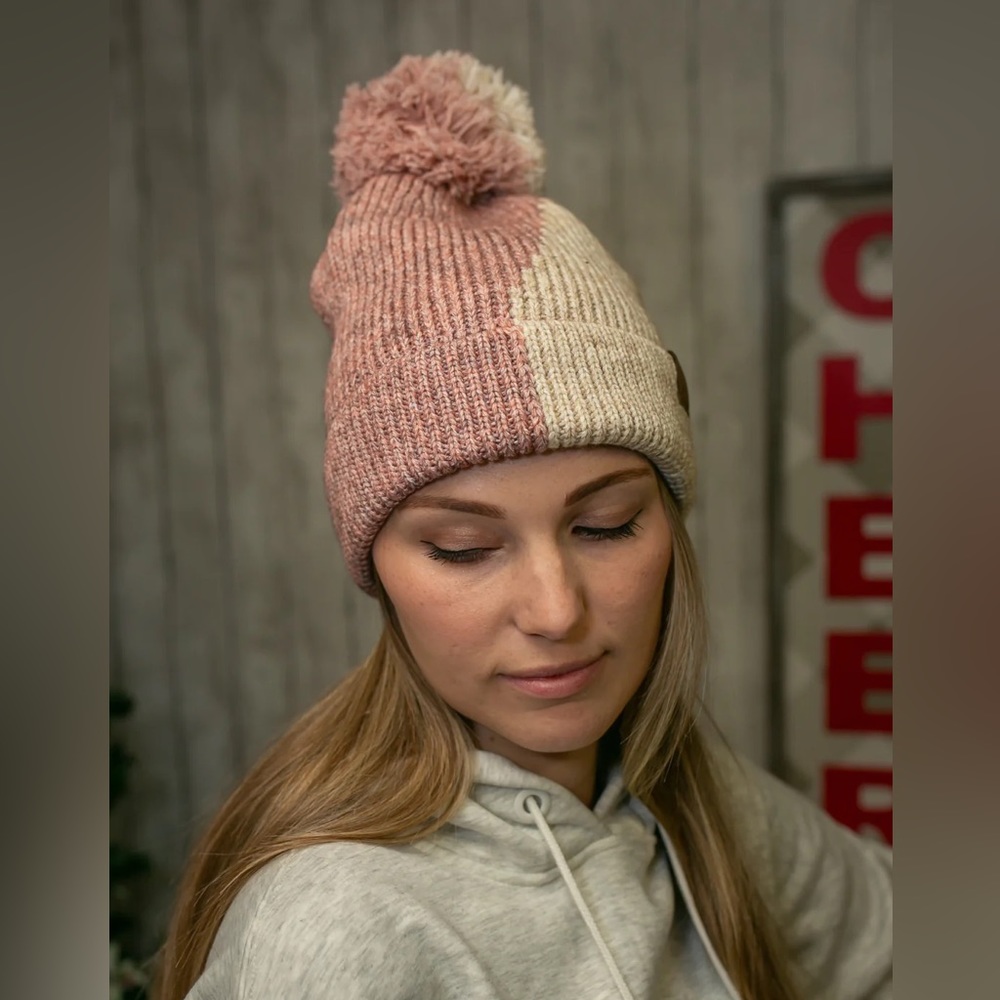 New CC Pink Two Toned Fleece Lined Beanie